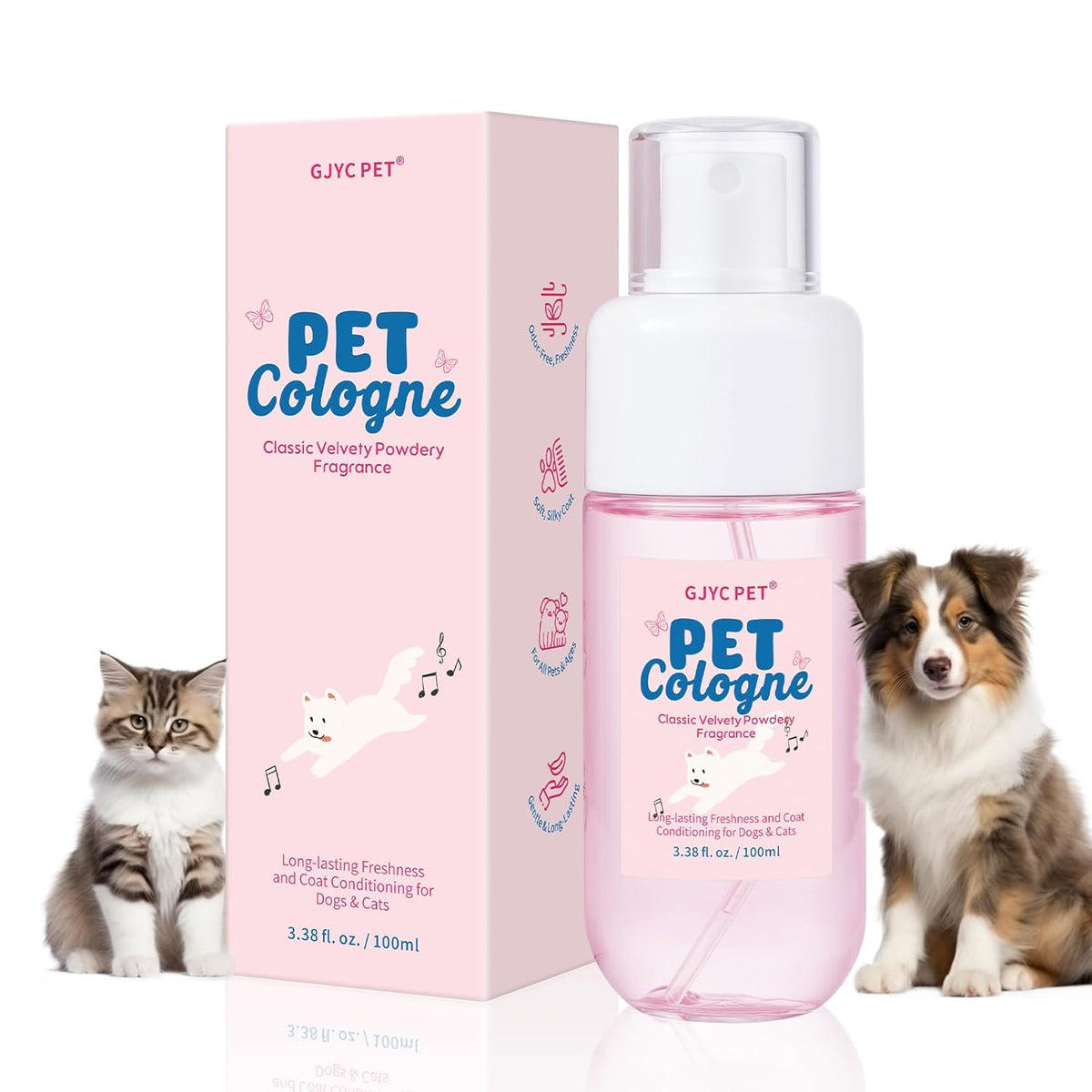 Dog & Cat Cologne | Long-Lasting Classic Powdery Scent | Fur-Conditioning, Non-Sticky Odor Control Formula | Travel-Friendly, 3.38 Fl. Oz
