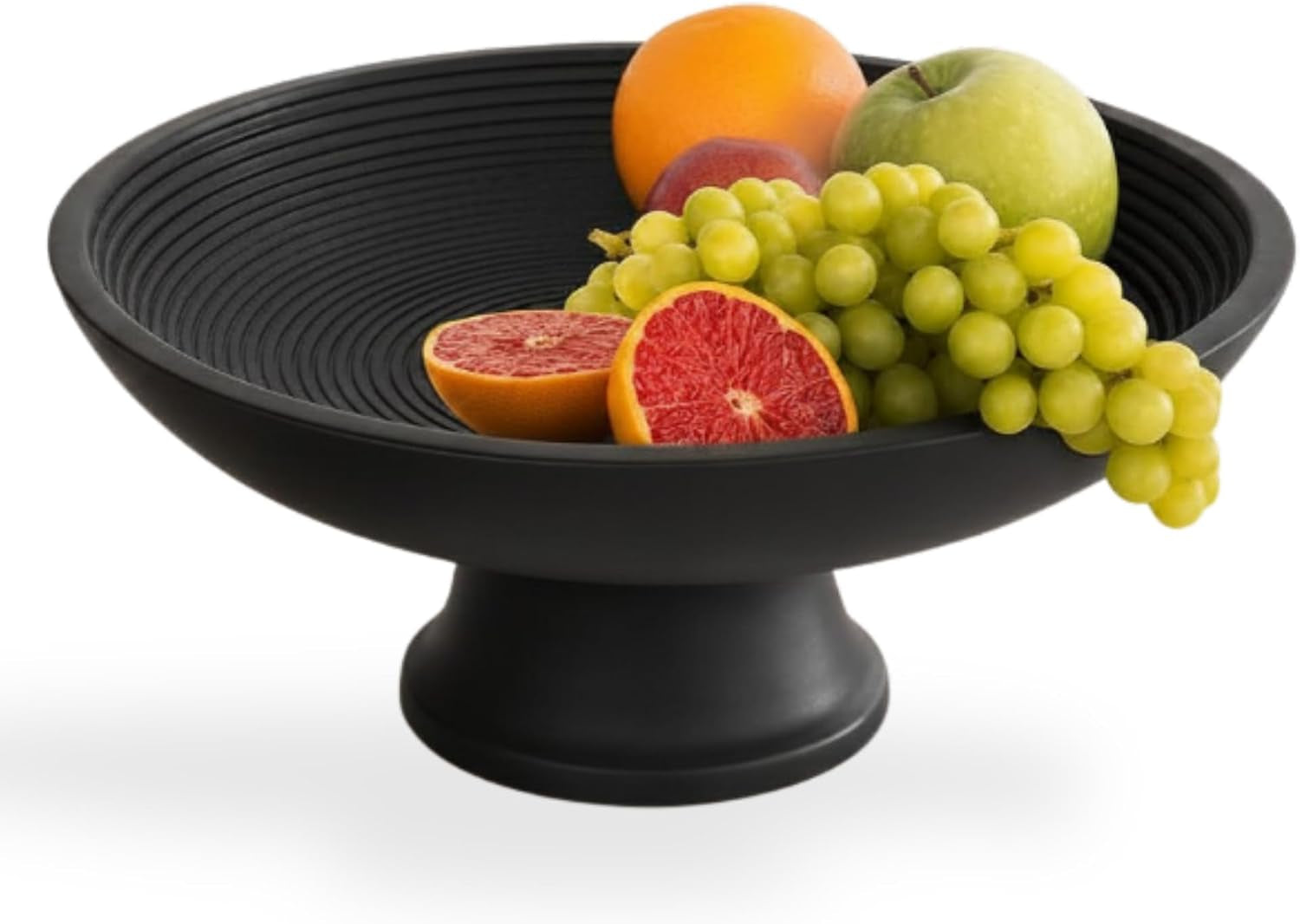 Black Mango Wood Fruit Bowl, Large Decorative Serving Bowl