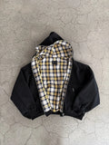 Casual Reversible Hoodies for Men Street Clothes Oversized Zip up Hoodie Simple with Plaid Lining Solid Color Retro Sweatshirt
