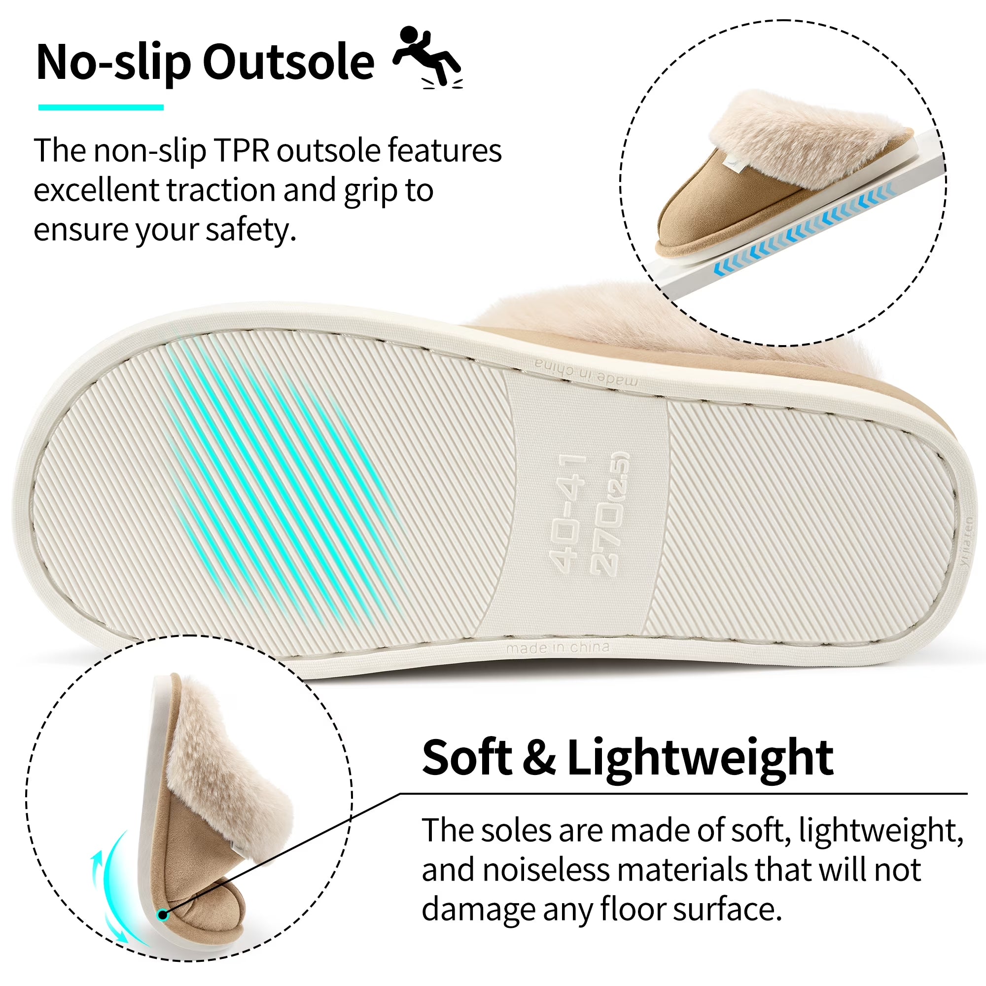 Womens Slipper with Memory Foam Fluffy Soft Warm Slip on House Shoes