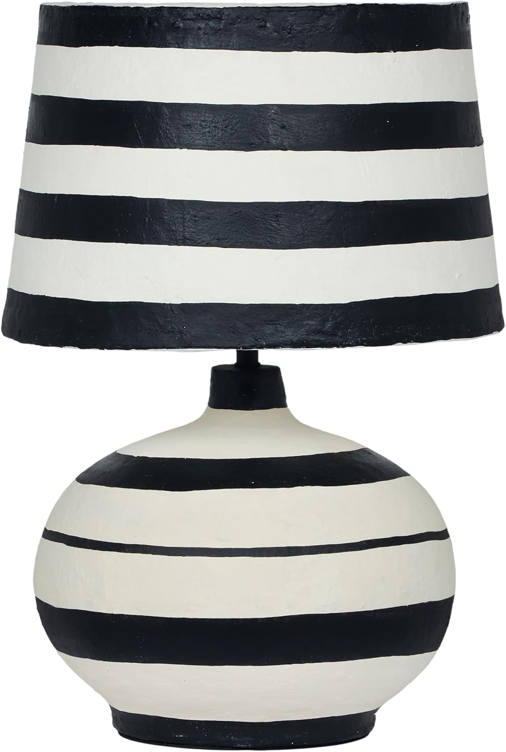 Positano Black Striped Papier Mache Table Lamp