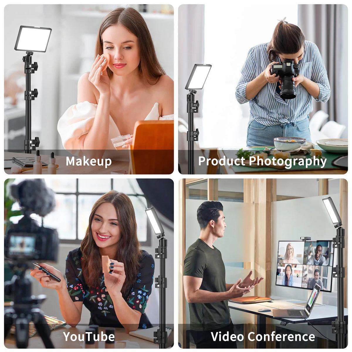 LED Video Light Kit 2 Pack Dimmable Remote Control Photography Lights with Tripods 10 Brightness Levels and 9 Color Filters USB Powered for Youtube Tiktok