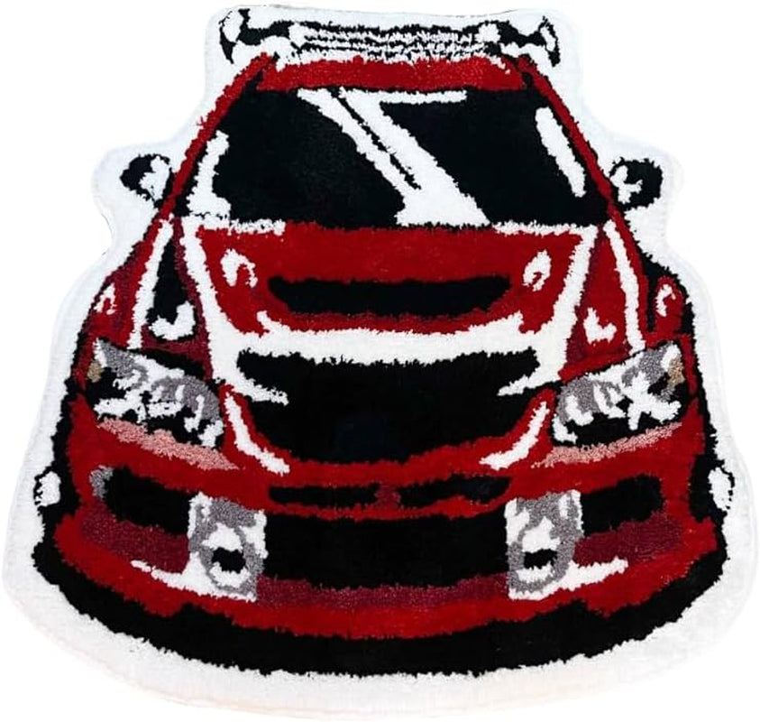 Red Racing Car Shaped Tufting Rug Bathroom Bathmat Foot Pad Bath Mat Doormat Aesthetic Home Room Warm Decor Bedroom Rug (29.9X28.7 Inch)