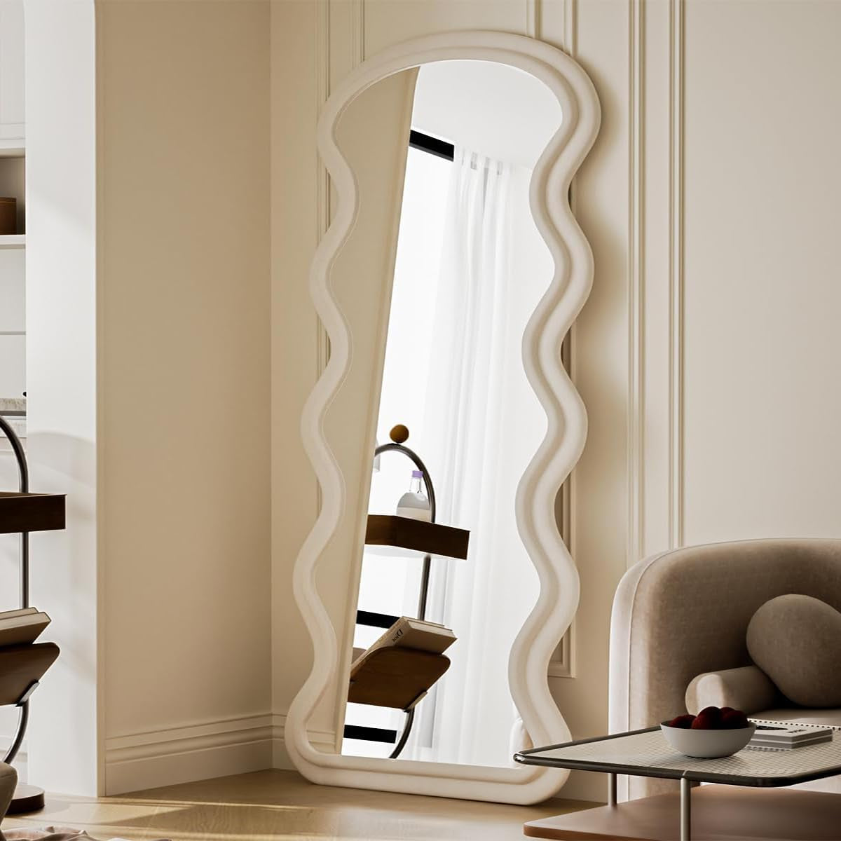 63“X24” Wavy Mirror Full Length, Flannel Full Body Mirror