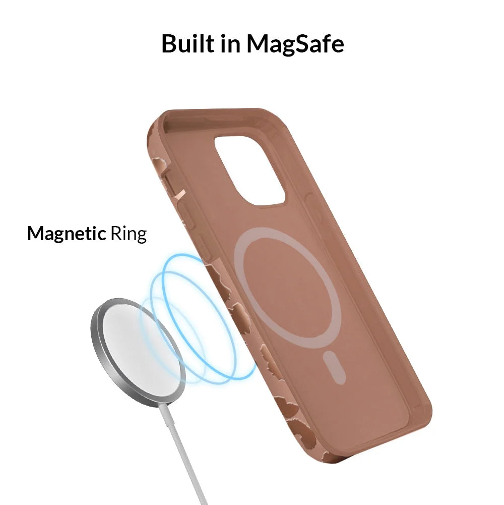 for Iphone 13 Mini Case Compatible with Magsafe - Cute Protective Phone Cases for Women - Bronze Chrome Leopard