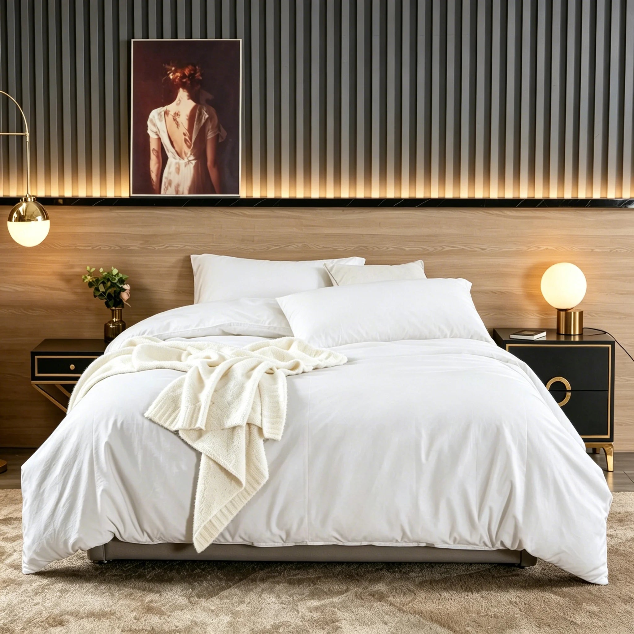 3 Pieces Duvet Cover Set, Soft Washed Microfiber Duvet Cover Queen with 2 Pillow Shams,White