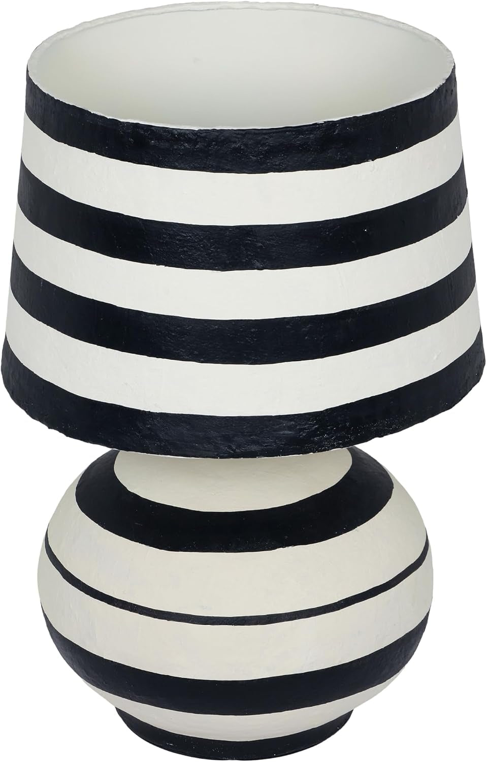 Positano Black Striped Papier Mache Table Lamp