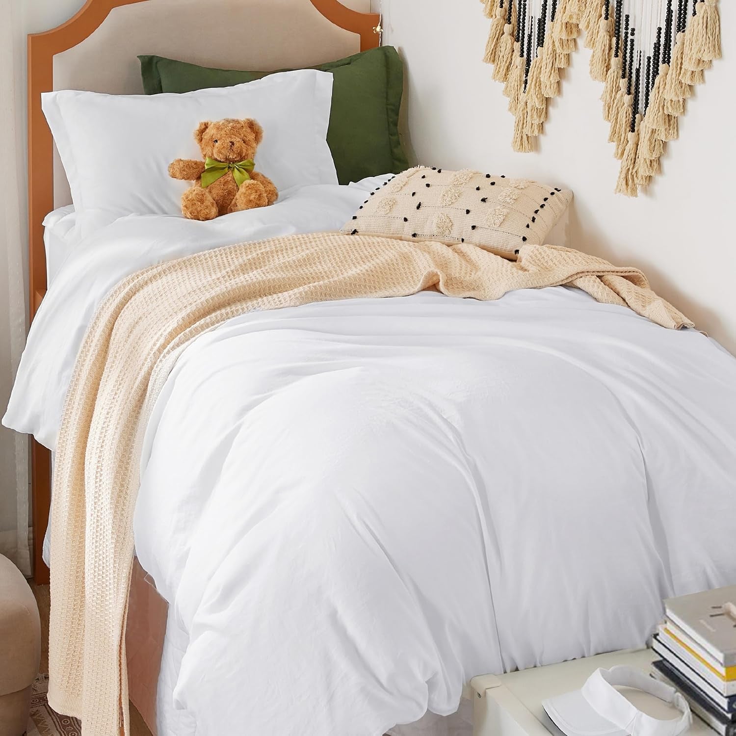 Prewashed Twin/Twin XL Duvet Cover, Cotton-Like Bedding Set, White
