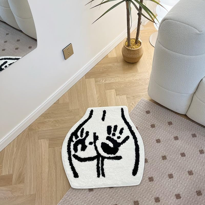Sexy Bathroom Tufted Rugs Soft Non-Slip Absorbent Handmade Carpet Bedroom Bathroom Mat Home Decor Room Decor (23.6X21.7 Inch) (Handprint)