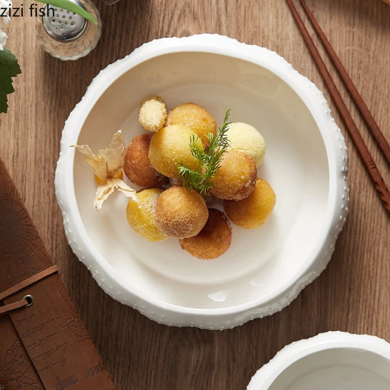 Creative Ceramic Dinner Bowls Seasoning Bowls Household Irregular Shaped Tableware Soup Basins Creative Tableware Dessert Plates