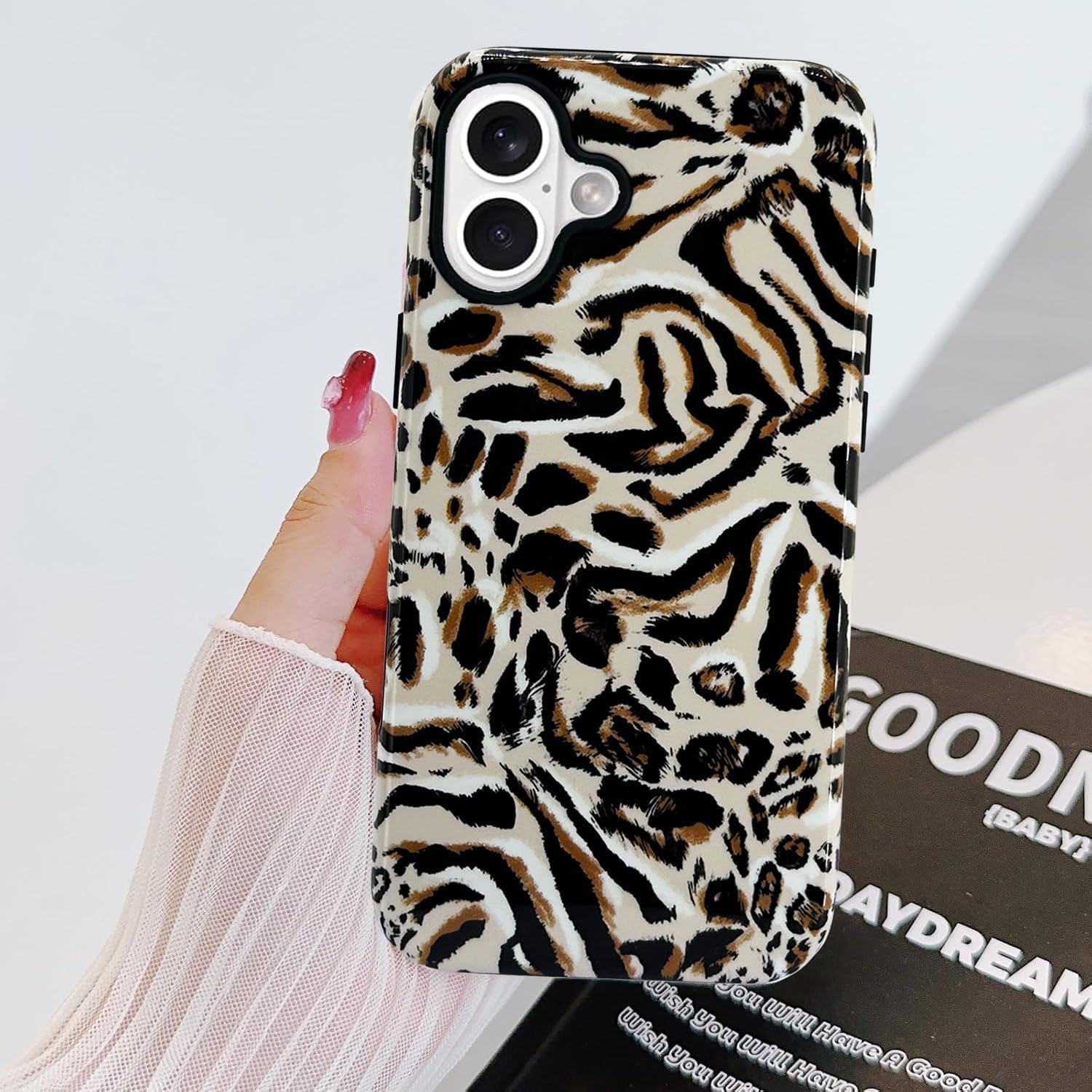 Cheetah for Iphone 16 Case 6.1 Inch with 2 Pack Tempered Glass Screen Protectors Animal Leopard Hybrid Cover for Girls Women Aesthetic Protective Phone Cases
