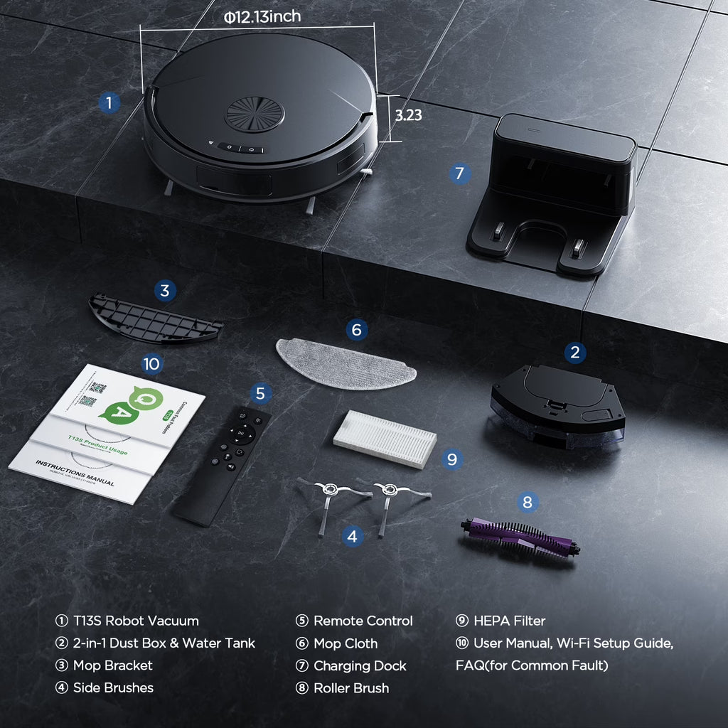 Robot Vacuum Cleaner, 2 in 1 Mop Combo for Pet Hair, Hard Floor