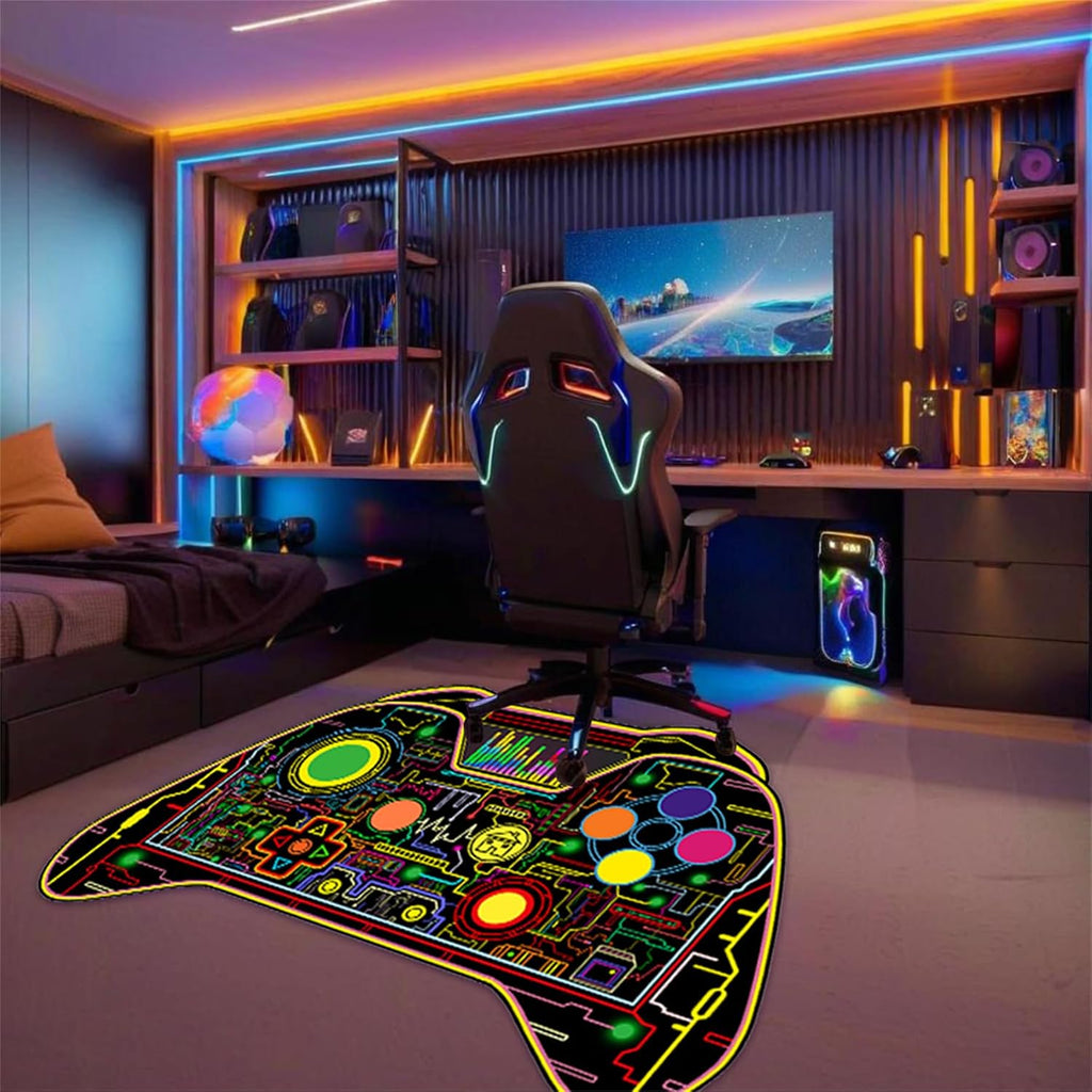 Game Controllers Shaped Rugs - Gaming Rugs for Boys Room Gaming Floor Mat Video Game Themed Bedroom Carpet for Kids,5X7 Feet