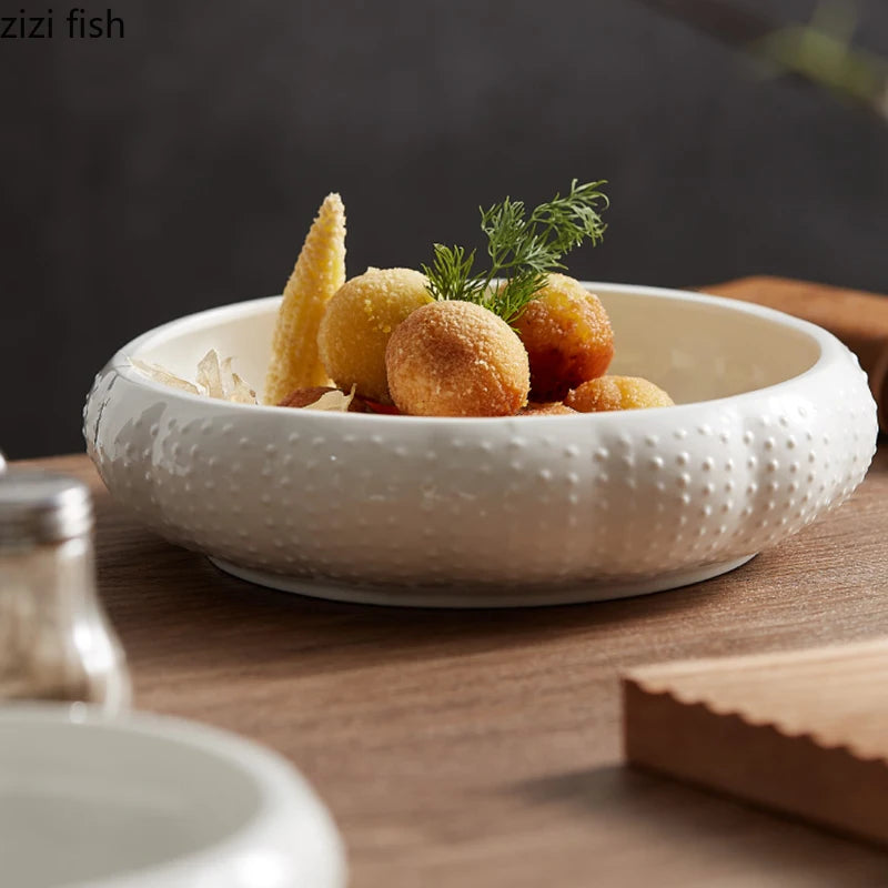 Creative Ceramic Dinner Bowls Seasoning Bowls Household Irregular Shaped Tableware Soup Basins Creative Tableware Dessert Plates