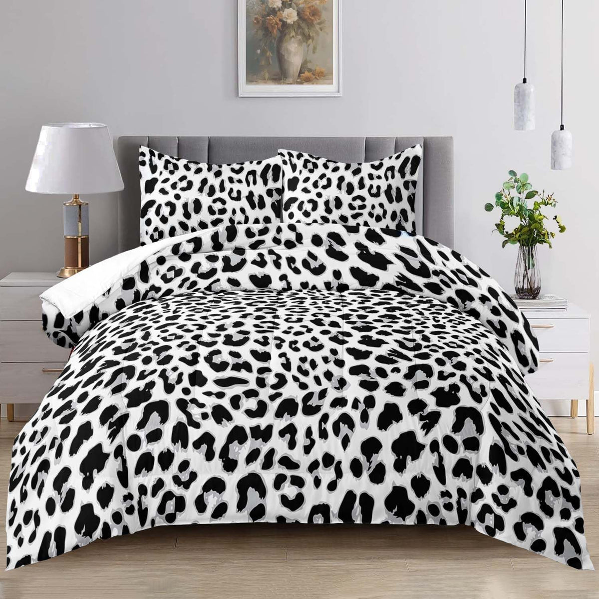 Leopard Print Comforter Set - Queen Size, Cheetah Print Sheets, Animal Theme Decor for Boys & Girls
