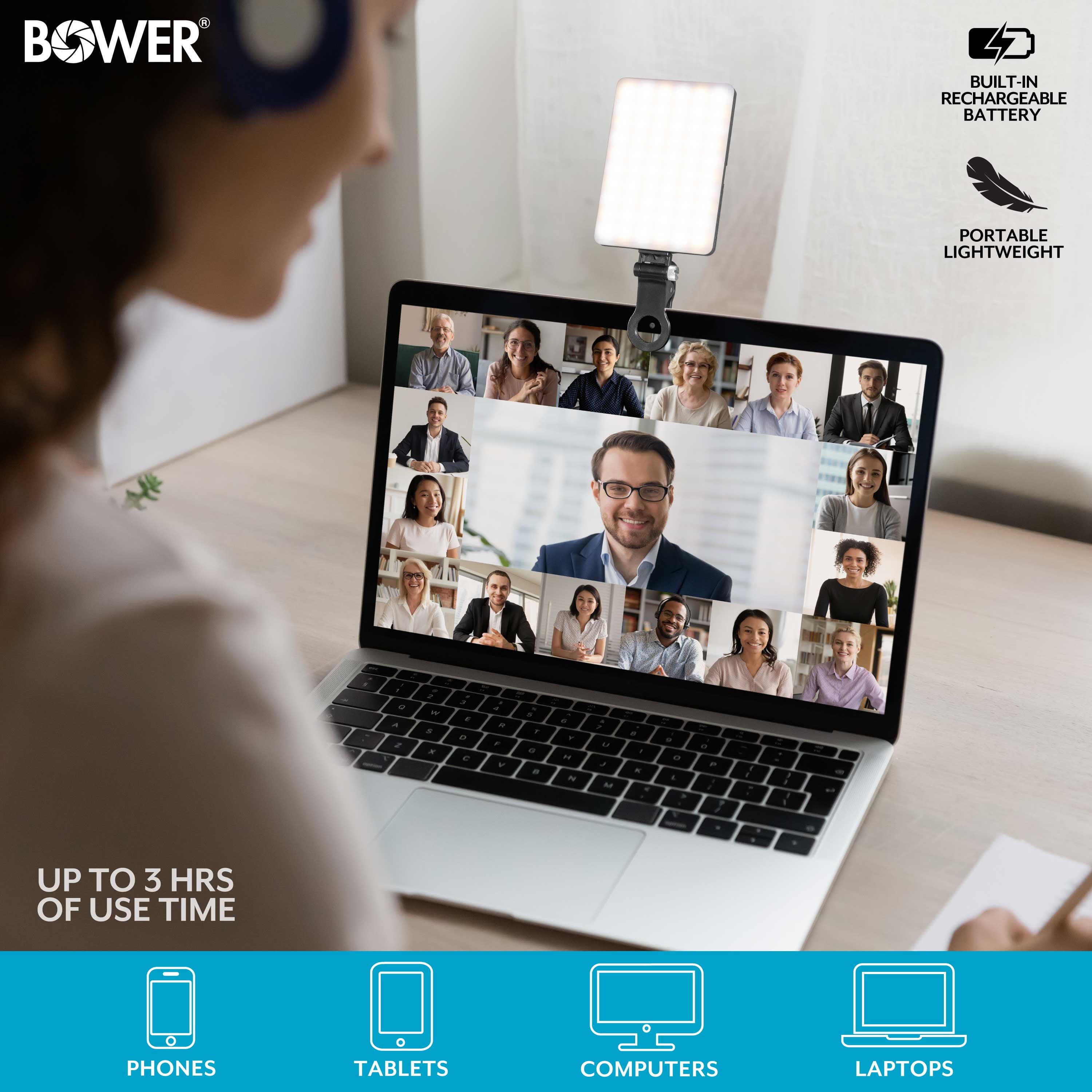 Clip-On Snap Light for Streaming, Selfies & Remote Work - USB-C, 8-Level Brightness, Black