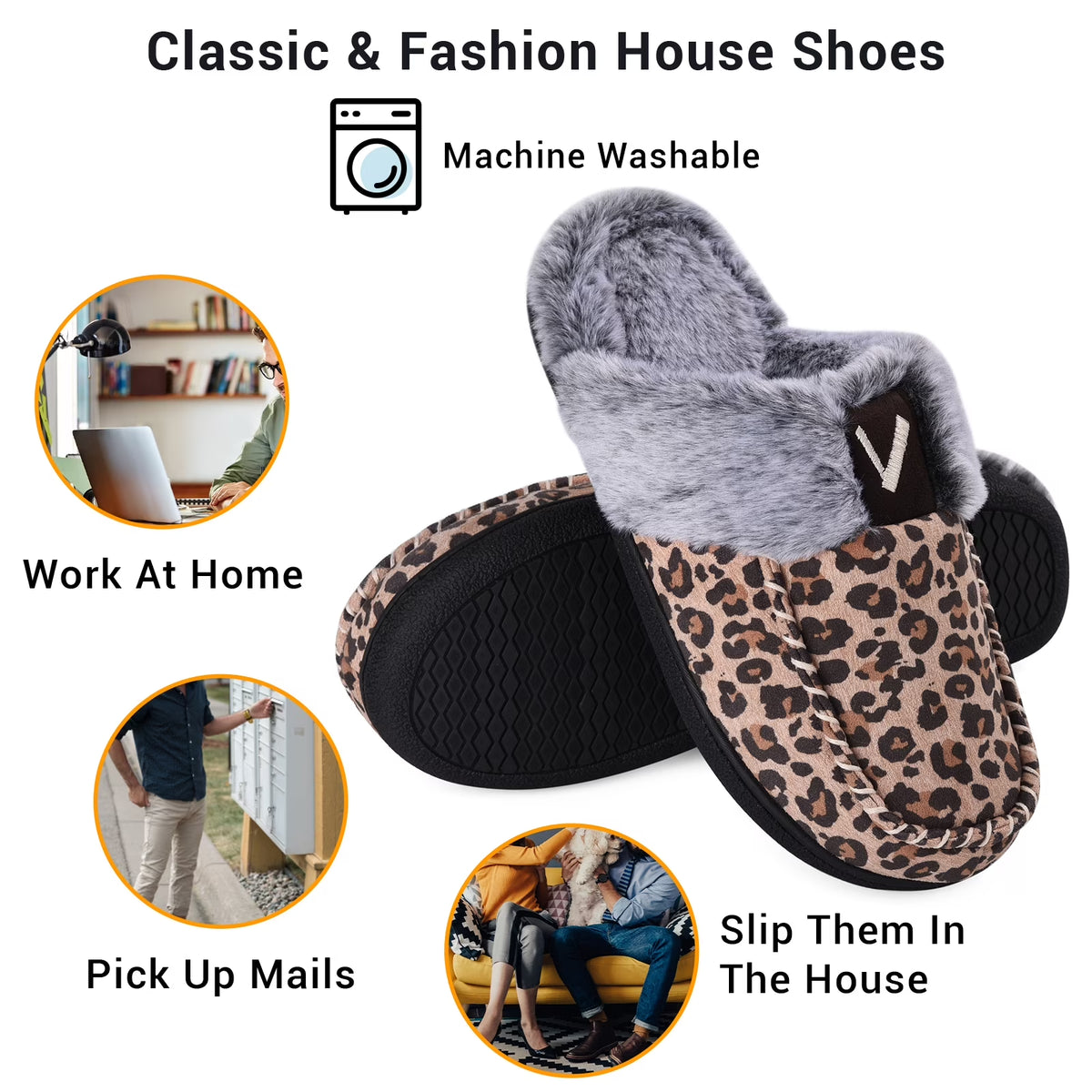 Women'S Comfy Fuzzy House Slipper Scuff Memory Foam Slip on Warm Moccasin Style Indoor Outdoor