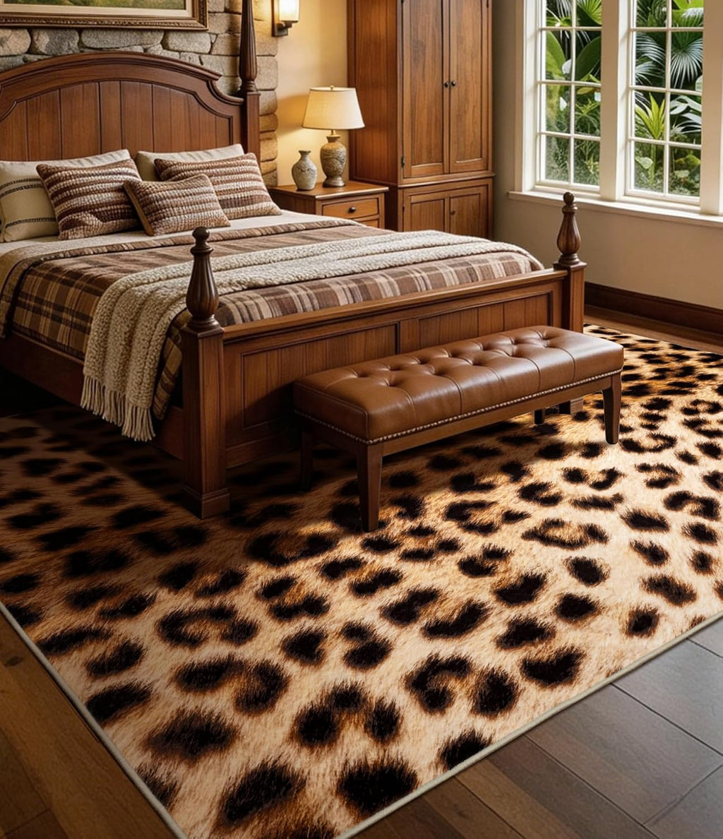 4‘X6' Washable Leopard Cheetah Rug for Living Room