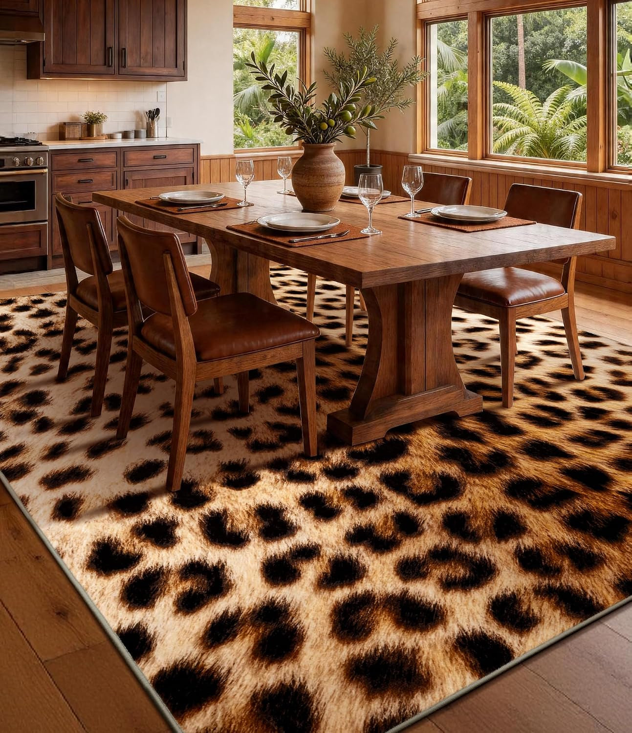 4‘X6' Washable Leopard Cheetah Rug for Living Room